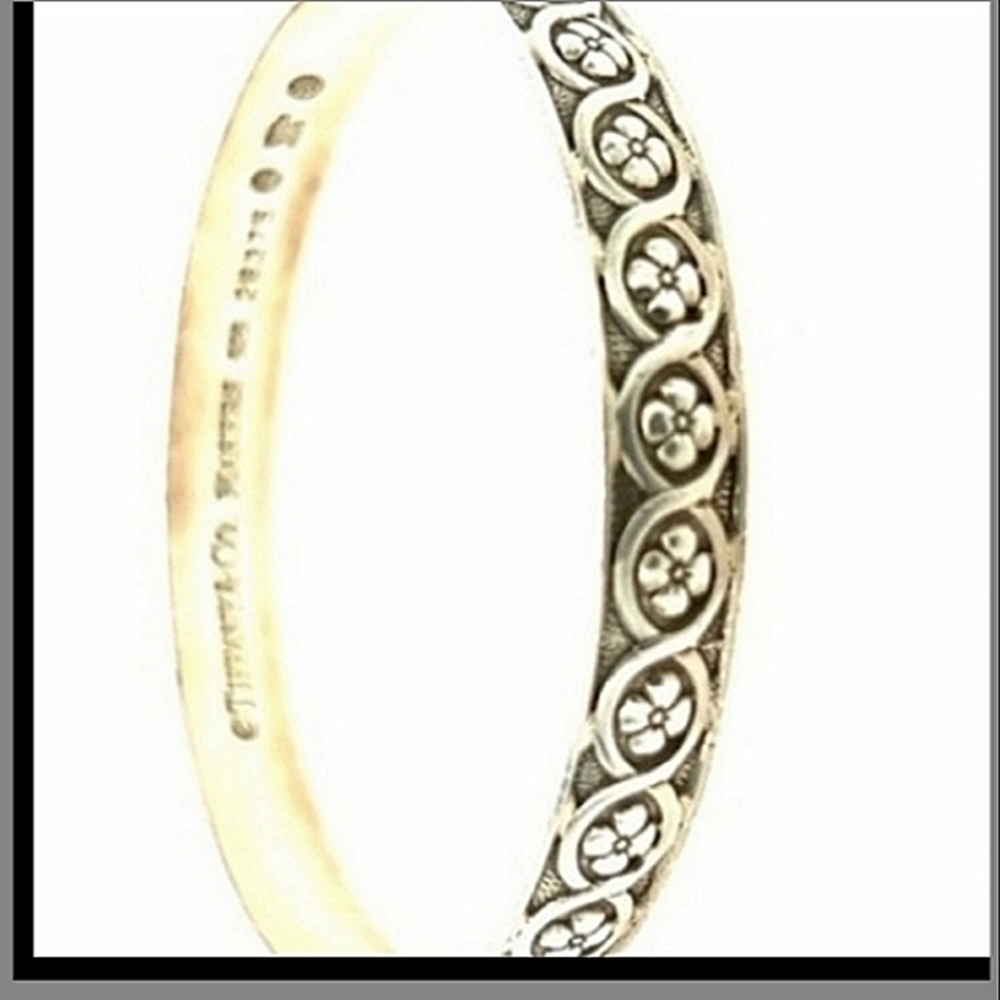 Tiffany & Co. Sterling Silver Markers Floral Bangl - Picture 3 of 5
